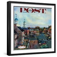 "Town Square, New Castle Delaware," Saturday Evening Post Cover, March 17, 1962-John Falter-Framed Giclee Print