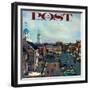 "Town Square, New Castle Delaware," Saturday Evening Post Cover, March 17, 1962-John Falter-Framed Giclee Print