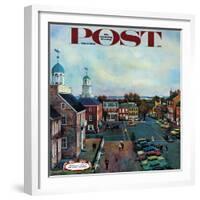 "Town Square, New Castle Delaware," Saturday Evening Post Cover, March 17, 1962-John Falter-Framed Giclee Print