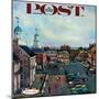 "Town Square, New Castle Delaware," Saturday Evening Post Cover, March 17, 1962-John Falter-Mounted Giclee Print