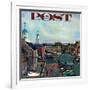 "Town Square, New Castle Delaware," Saturday Evening Post Cover, March 17, 1962-John Falter-Framed Giclee Print