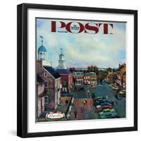 "Town Square, New Castle Delaware," Saturday Evening Post Cover, March 17, 1962-John Falter-Framed Giclee Print