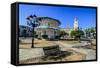 Town Square of Puerto Plata with Cathedral of St. Philip the Apostle-Michael Runkel-Framed Stretched Canvas