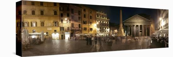 Town Square with Buildings Lit Up at Night, Pantheon Rome, Piazza Della Rotonda, Rome, Lazio, Italy-null-Stretched Canvas