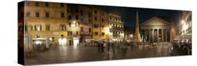 Town Square with Buildings Lit Up at Night, Pantheon Rome, Piazza Della Rotonda, Rome, Lazio, Italy-null-Stretched Canvas