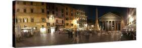 Town Square with Buildings Lit Up at Night, Pantheon Rome, Piazza Della Rotonda, Rome, Lazio, Italy-null-Stretched Canvas