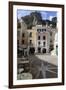 Town Square with Restaurant Tables and Colourful Buildings-Eleanor Scriven-Framed Photographic Print