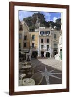 Town Square with Restaurant Tables and Colourful Buildings-Eleanor Scriven-Framed Photographic Print