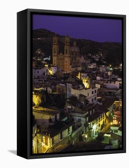 Town & Templo Santa Prisca, Taxco, Mexico-Walter Bibikow-Framed Stretched Canvas