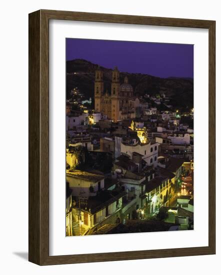 Town & Templo Santa Prisca, Taxco, Mexico-Walter Bibikow-Framed Photographic Print