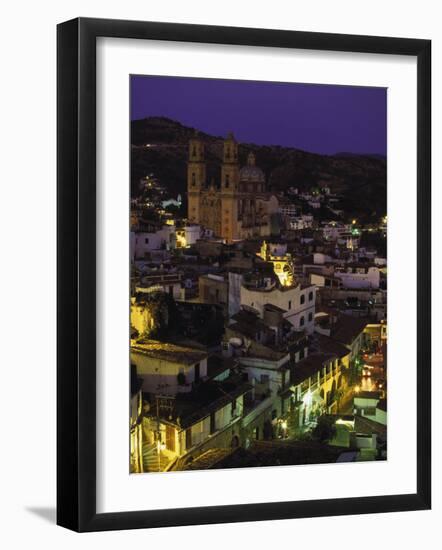 Town & Templo Santa Prisca, Taxco, Mexico-Walter Bibikow-Framed Photographic Print