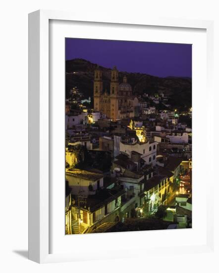 Town & Templo Santa Prisca, Taxco, Mexico-Walter Bibikow-Framed Photographic Print