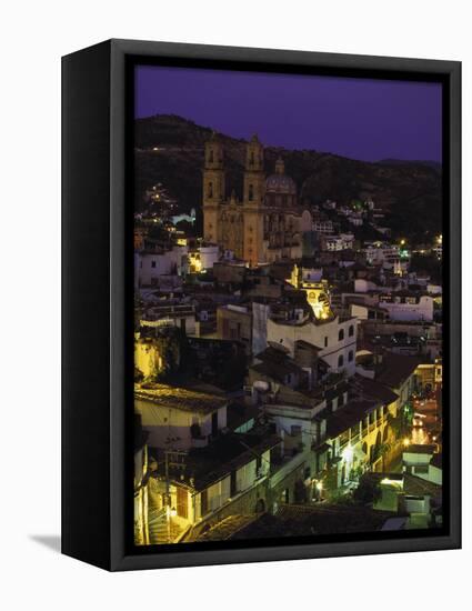 Town & Templo Santa Prisca, Taxco, Mexico-Walter Bibikow-Framed Stretched Canvas