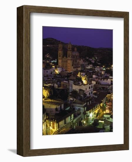 Town & Templo Santa Prisca, Taxco, Mexico-Walter Bibikow-Framed Photographic Print