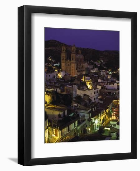 Town & Templo Santa Prisca, Taxco, Mexico-Walter Bibikow-Framed Photographic Print