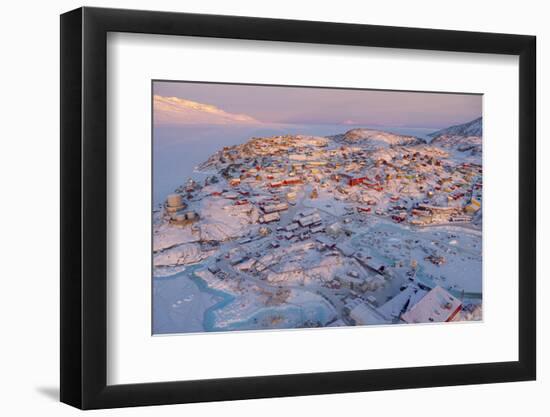 Town Uummannaq during winter in northern West Greenland beyond the Arctic Circle.-Martin Zwick-Framed Photographic Print