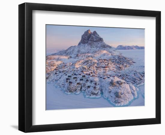 Town Uummannaq during winter in northern West Greenland beyond the Arctic Circle.-Martin Zwick-Framed Photographic Print