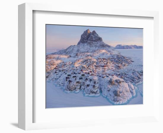 Town Uummannaq during winter in northern West Greenland beyond the Arctic Circle.-Martin Zwick-Framed Photographic Print