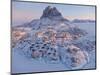 Town Uummannaq during winter in northern West Greenland beyond the Arctic Circle.-Martin Zwick-Mounted Photographic Print