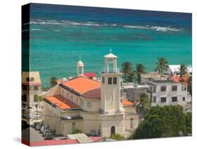 Town View and Church on Marie-Galante Island, Guadaloupe, Caribbean-Walter Bibikow-Stretched Canvas