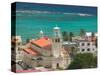 Town View and Church on Marie-Galante Island, Guadaloupe, Caribbean-Walter Bibikow-Stretched Canvas