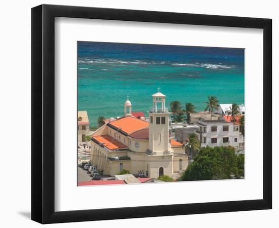 Town View and Church on Marie-Galante Island, Guadaloupe, Caribbean-Walter Bibikow-Framed Photographic Print