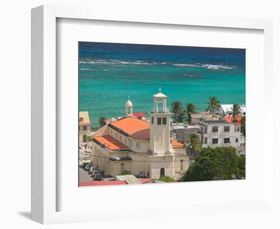 Town View and Church on Marie-Galante Island, Guadaloupe, Caribbean-Walter Bibikow-Framed Photographic Print