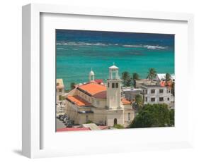 Town View and Church on Marie-Galante Island, Guadaloupe, Caribbean-Walter Bibikow-Framed Photographic Print