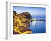 Town View at Dusk, With Castello Ruffo, Scilla, Calabria, Italy-Peter Adams-Framed Photographic Print