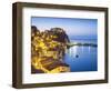 Town View at Dusk, With Castello Ruffo, Scilla, Calabria, Italy-Peter Adams-Framed Photographic Print