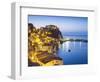 Town View at Dusk, With Castello Ruffo, Scilla, Calabria, Italy-Peter Adams-Framed Photographic Print