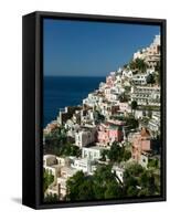 Town View from Amalfi Coast Road, Positano, Amalfi, Campania, Italy-Walter Bibikow-Framed Stretched Canvas