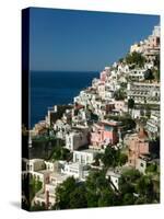 Town View from Amalfi Coast Road, Positano, Amalfi, Campania, Italy-Walter Bibikow-Stretched Canvas