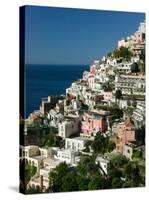 Town View from Amalfi Coast Road, Positano, Amalfi, Campania, Italy-Walter Bibikow-Stretched Canvas