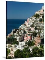 Town View from Amalfi Coast Road, Positano, Amalfi, Campania, Italy-Walter Bibikow-Stretched Canvas