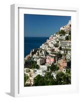 Town View from Amalfi Coast Road, Positano, Amalfi, Campania, Italy-Walter Bibikow-Framed Photographic Print