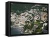 Town View from Amalfi Coast Road, Positano, Amalfi, Campania, Italy-Walter Bibikow-Framed Stretched Canvas