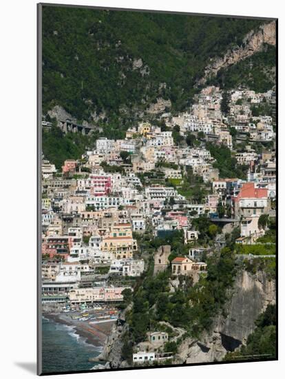 Town View from Amalfi Coast Road, Positano, Amalfi, Campania, Italy-Walter Bibikow-Mounted Photographic Print