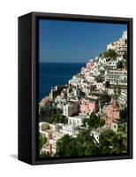 Town View from Amalfi Coast Road, Positano, Amalfi, Campania, Italy-Walter Bibikow-Framed Stretched Canvas