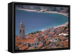 Town View from Castelo, Riviera Di Ponente, Noli, Liguria, Portofino, Italy-Walter Bibikow-Framed Stretched Canvas
