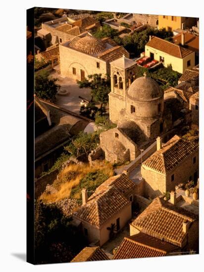 Town View from Cliffs, Monemvasia, Lakonia, Greece-Walter Bibikow-Stretched Canvas