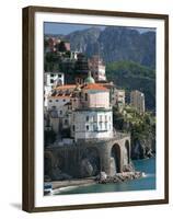 Town View from Coast Road, Amalfi, Campania, Italy-Walter Bibikow-Framed Premium Photographic Print