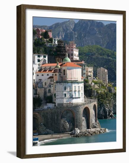 Town View from Coast Road, Amalfi, Campania, Italy-Walter Bibikow-Framed Premium Photographic Print