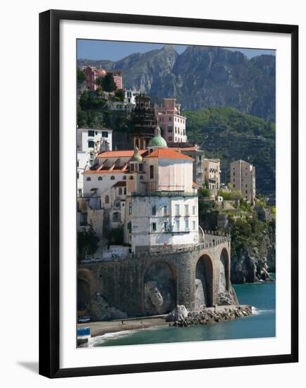 Town View from Coast Road, Amalfi, Campania, Italy-Walter Bibikow-Framed Premium Photographic Print