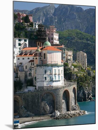 Town View from Coast Road, Amalfi, Campania, Italy-Walter Bibikow-Mounted Premium Photographic Print