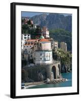 Town View from Coast Road, Amalfi, Campania, Italy-Walter Bibikow-Framed Photographic Print