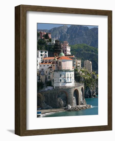 Town View from Coast Road, Amalfi, Campania, Italy-Walter Bibikow-Framed Photographic Print