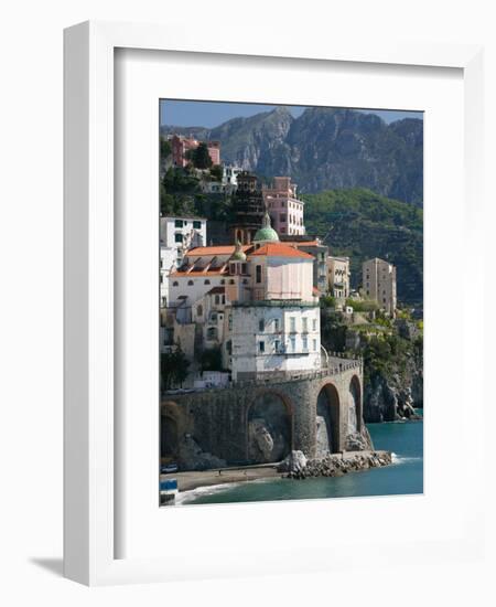 Town View from Coast Road, Amalfi, Campania, Italy-Walter Bibikow-Framed Photographic Print