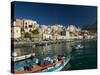 Town View from Port, Castellamare del Golfo, Scopello, Sicily, Italy-Walter Bibikow-Stretched Canvas