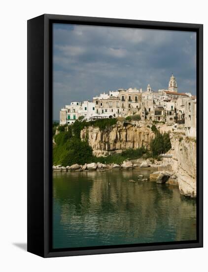 Town View from Punta San Francesco, Vieste, Promontorio del Gargano, Puglia, Italy-Walter Bibikow-Framed Stretched Canvas